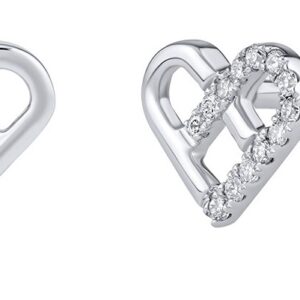 Silvego Diamantové náušnice srdce Evie v bílém zlatě DNN2590EGWD