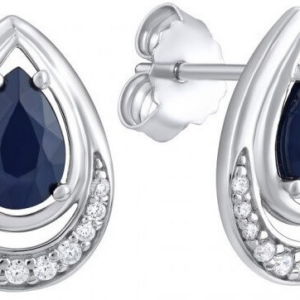 Silvego Luxusní náušnice s pravým safírem FW9038E