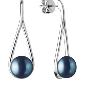 Silvego Luxusní stříbrné náušnice s pravou černou perlou GRP20222EB