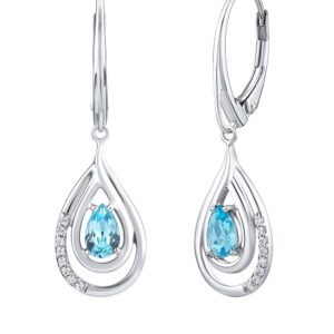 Silvego Luxusní stříbrné náušnice se světle modrým topazem a zirkony FWE10130LBT