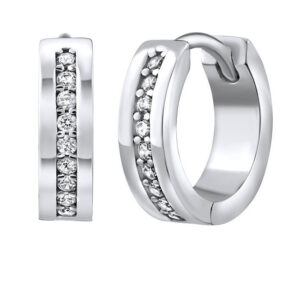 Silvego Nadčasové stříbrné náušnice kruhy se zirkony Lola QRE740K