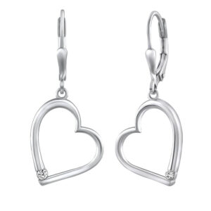 Silvego Romantické stříbrné náušnice se zirkony Srdce QRE521
