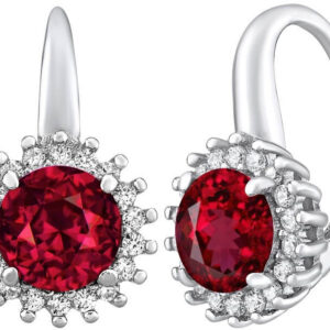 Silvego Stříbrné náušnice ADRIA se syntetickými rubíny LPSER0754