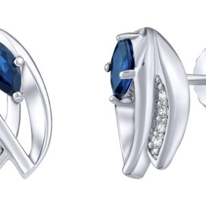 Silvego Stříbrné náušnice Isla s pravým safírem a Brilliance Zirconia FWE15688BS