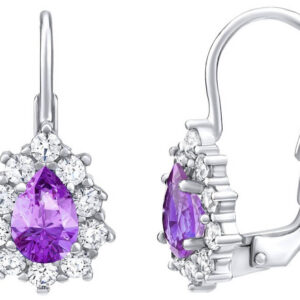 Silvego Stříbrné náušnice fialové se Swarovski Zirkonia SILVEGO31866F