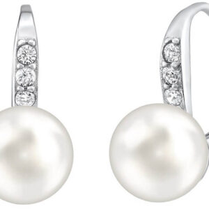Silvego Stříbrné náušnice s bílou perlou Swarovski® Crystals LPSER0639