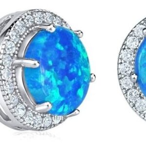 Silvego Stříbrné náušnice s modrým syntetickým opálem JJJEM0016C2