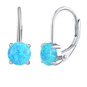 Silvego Stříbrné náušnice s modrým syntetickým opálem LPS1398M