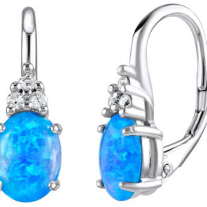 Silvego Stříbrné náušnice s modrým syntetickým opálem Olivia LPS1508M