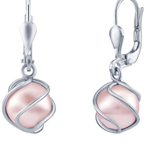 Silvego Stříbrné náušnice s růžovou Swarovski® Perlou SILVEGOB31644SWP