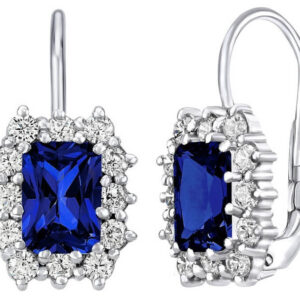 Silvego Stříbrné náušnice s tmavě modrým syntetickým safírem SILVEGOB31757DB
