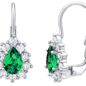 Silvego Stříbrné náušnice se zeleným kamenem Swarovski Created Stones SILVEGO31866G