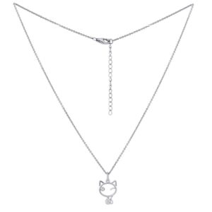 Silvego Stříbrný náhrdelník Kočka Betty se zirkony MW15320P (přívěsek