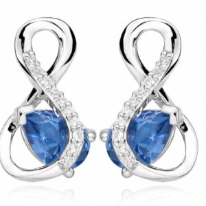 Silver Cat Módní náušnice s modrým spinelem a zirkony SC412