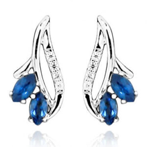 Silver Cat Módní náušnice se zirkony a safírovým sklem SC386