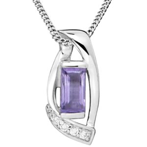 Silver Cat Stříbrný náhrdelník se syntetickým ametystem SC471 (řetízek