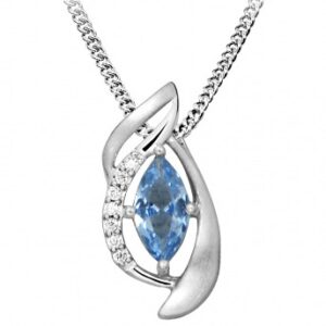 Silver Cat Stylový náhrdelník se syntetickým modrým spinelem SC459 (řetízek