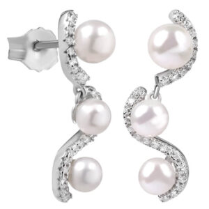 Silver Cat Úchvatné stříbrné náušnice se zirkony a perlou SC341