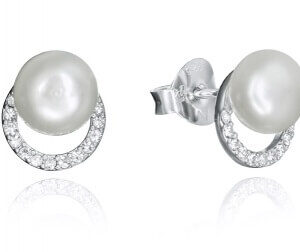 Viceroy Něžné stříbrné náušnice se zirkony a perlou Clasica 71051E000-68