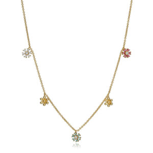 Viceroy Pozlacený náhrdelník se třpytivými květinami 61072C100-39