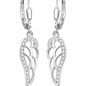 Beneto Elegantní stříbrné náušnice s čirými zirkony Andělská křídla AGUC2585L