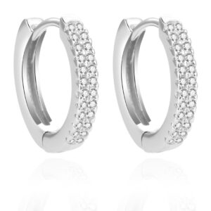 Beneto Kruhové stříbrné náušnice se zirkony AGUC2083