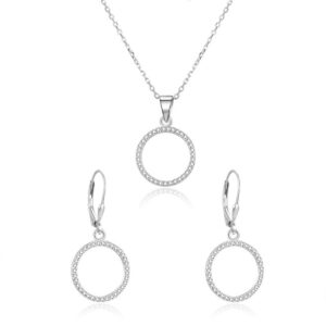 Beneto Stříbrná souprava šperků Kruh se zirkony AGSET66RL (náušnice