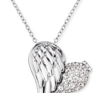 Engelsrufer Stříbrný náhrdelník Medailonek srdce s křídlem a zirkony ERN-WITHLOVE-2Z