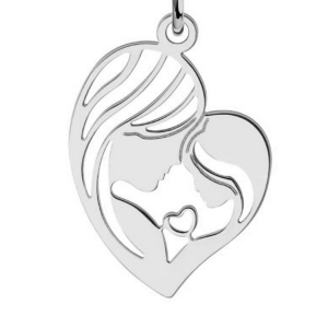 JVD Stříbrný přívěsek ve tvaru srdce Matka a dcera / Madona SVLP0893XH20000