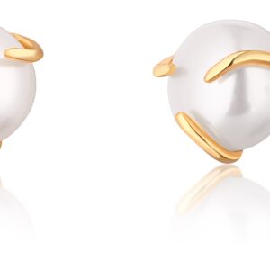 JwL Luxury Pearls Módní pozlacené náušnice s říční perlou JL0737