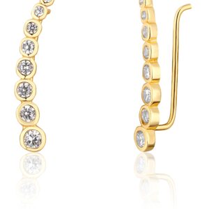 JwL Luxury Pearls Pozlacené podélné náušnice s třpytivými krystaly JL0743