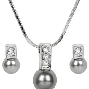 Levien Elegantní sada náhrdelníku a náušnic Pearl Caorle Grey