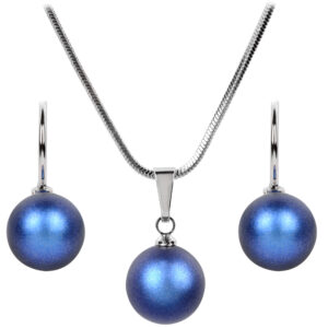 Levien Sada náhrdelníku a náušnic Pearl Iridescent Dark Blue