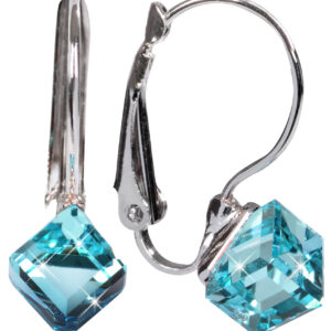 Levien Stylové náušnice Cube Aquamarine