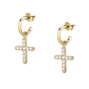 Morellato Pozlacené ocelové náušnice kruhy s přívěsky 2v1 Passioni SAUN08