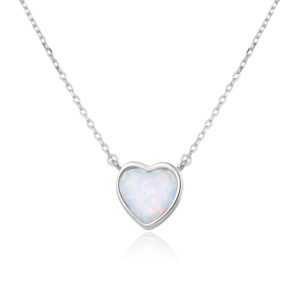 Beneto Romantický stříbrný náhrdelník se syntetickým opálem AGS817/45L