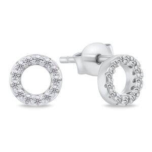 Brilio Silver Třpytivé stříbrné náušnice kruhy EA102W