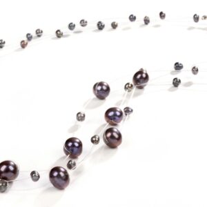JwL Luxury Pearls Náhrdelník z levitujících tmavých pravých perel JL0325