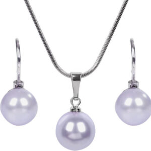 Levien Půvabná sada náhrdelníku a náušnic Pearl Lavender