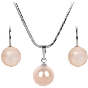 Levien Půvabná sada náhrdelníku a náušnic Pearl Peach
