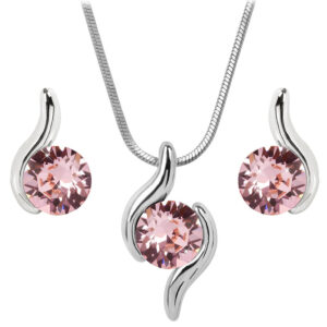 Levien Slušivá sada náhrdelníku a náušnic Chaton Wave Light Rose