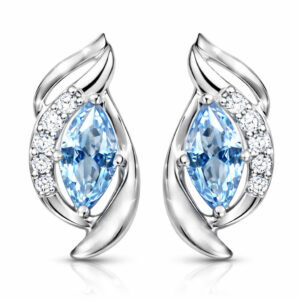 Silver Cat Půvabné stříbrné náušnice s modrým syntetickým spinelem SC460