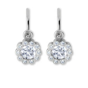 Soliter Dětské náušnice z bílého zlata s krystaly Kytička 239 001 00292 07