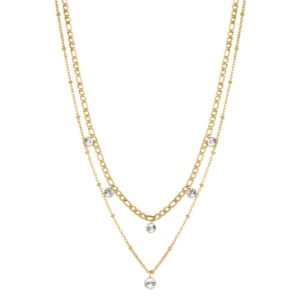 Brosway Pozlacený dvojitý náhrdelník s krystaly Symphonia BYM82