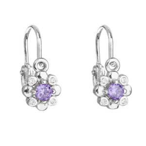 Evolution Group - Pavona Stříbrné dětské náušnice s fialkovými zirkony 11174.3