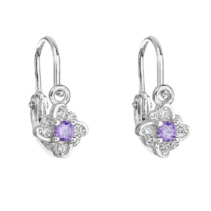 Evolution Group - Pavona Stříbrné dětské náušnice s fialovými zirkony 11175.3
