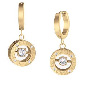 Guess Pozlacené náušnice kruhy Solitaire JUBE01463JWYGT/U