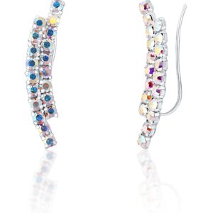 JwL Luxury Pearls Blyštivé podélné náušnice s krystaly JL0741