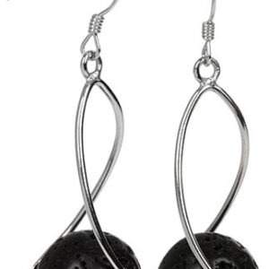 JwL Luxury Pearls Dlouhé stříbrné náušnice s černými lávovými kameny JL0280