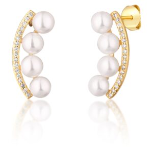 JwL Luxury Pearls Pozlacené náušnice s říčními perlami a zirkony JL0745
